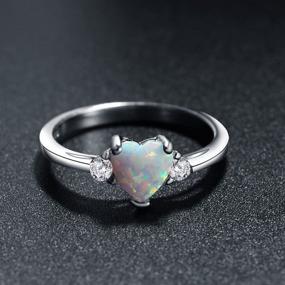 img 2 attached to 💍 Captivating Heart-Shaped White Opal Engagement Promise Band Ring in ACEFEEL's Elegant 925 Sterling Silver