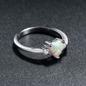 img 1 attached to 💍 Captivating Heart-Shaped White Opal Engagement Promise Band Ring in ACEFEEL's Elegant 925 Sterling Silver