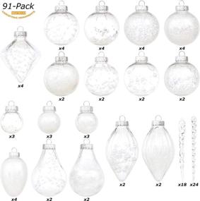 img 3 attached to Sea Team 91-Pack Assorted Clear Christmas Ornaments: Transparent, Shatterproof Baubles for Xmas Tree Decorations (2-5 Inches, White)