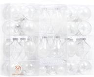 sea team 91-pack assorted clear christmas ornaments: transparent, shatterproof baubles for xmas tree decorations (2-5 inches, white) logo