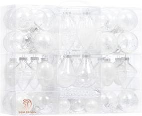 img 4 attached to Sea Team 91-Pack Assorted Clear Christmas Ornaments: Transparent, Shatterproof Baubles for Xmas Tree Decorations (2-5 Inches, White)