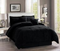 🛏️ cozy and chic: grand linen 5-piece oversize solid black micro suede comforter set - twin size bedding logo