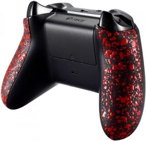 img 1 attached to 🎮 eXtremeRate Textured Red Back Panels with Non-Slip Side Rails, 3D Splashing Handles - Game Improvement Parts for Xbox One X & One S Controller