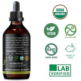 img 3 attached to 🌿 Moringa Oil - Organic USDA Certified, 100% Pure, Cold Pressed & Unrefined Vegan Oil (2 oz) - Natural Moisturizer for Skin, Face, Body & Hair - Effective Fine Line and Wrinkle Treatment - by Mother Nature Organics