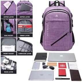 img 2 attached to 🎒 Durable Waterproof Large Laptop Backpack with USB Charging Port and Headset Port - Ideal for Travel, College, and Business - 17.3 inch, Light Purple