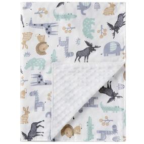 img 3 attached to 👶 Organic Cotton Nursery Blanket with Plush Velboa Backing - Super Soft Baby Printed Blanket, Animal World Design, 30x40 inches