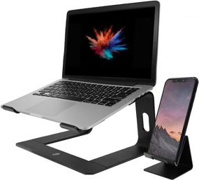 img 4 attached to 📱 StepUp 2in1 Laptop Stand: Ergonomic Aluminum Docking Station & Phone Holder for Desk - Versatile, Portable Computer Riser for MacBook Pro, iPad, Notebook, etc.