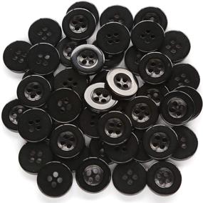 img 4 attached to 🔘 GANSSIA 15mm Black Button 5/8 Inch Pack of 200pcs: Small Size 4 Holes Sewing Buttons for Craft Projects