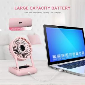 img 1 attached to Portable Battery Operated Fan: Small Table Fan with Powerful Airflow and Quiet Operation for Home, Office, Bedroom, Desktop – Adjustable Speed Head, Mini Personal Fan (4 Inch)