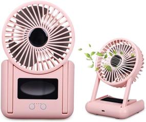 img 4 attached to Portable Battery Operated Fan: Small Table Fan with Powerful Airflow and Quiet Operation for Home, Office, Bedroom, Desktop – Adjustable Speed Head, Mini Personal Fan (4 Inch)