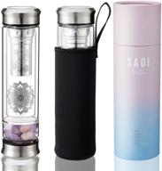 💎 saoi crystal water bottle - rose quartz amethyst gemstone elixir - loose leaf tea infuser - natural wellness healing crystals - glass/stainless steel - gift set: elevate your hydration and nourish your mind, body, and spirit логотип