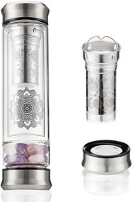 img 2 attached to 💎 Saoi Crystal Water Bottle - Rose Quartz Amethyst Gemstone Elixir - Loose Leaf Tea Infuser - Natural Wellness Healing Crystals - Glass/Stainless Steel - Gift Set: Elevate Your Hydration and Nourish Your Mind, Body, and Spirit