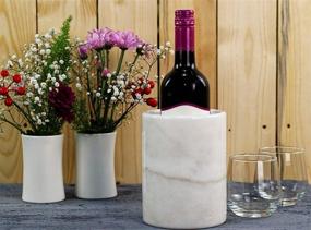 img 3 attached to 🍾 Handmade Marble Wine Chillers for Champagne - 5x5x6.5 Inch Tall Beverage Freeze Cooler Holder - Ideal for Utensils, Stationery & Centerpiece Bar Decor - Wine Chiller White Table Top (WZ-03)