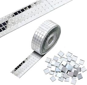 img 4 attached to 🔆 Set of 1600 Self-Adhesive Mini Mirror Stickers - Square Glass Mirrors Mosaic Tiles for DIY Crafts - Decorative Mirrored Mosaic Stickers in Silver - 2 cm x 2.19 Yard