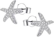 🌟 aoedej dancing starfish stud earrings - sterling silver cz micro pave earrings for women and girls logo