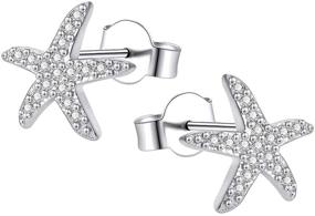 img 4 attached to 🌟 AoedeJ Dancing Starfish Stud Earrings - Sterling Silver CZ Micro Pave Earrings for Women and Girls