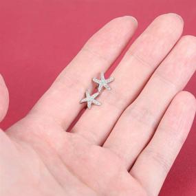 img 1 attached to 🌟 AoedeJ Dancing Starfish Stud Earrings - Sterling Silver CZ Micro Pave Earrings for Women and Girls