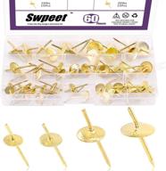 🔨 swpeet 60pcs gold picture hangers assortment kit, 4 sizes with 10ib, 20ib, 40ib, 60ib capacity – professional iron alloy nail hooks for photo frames, clocks, mirrors, jewelry – wooden support logo