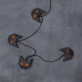 img 2 attached to 🎃 ZHONGXIN Halloween Black Cat String Lights - Battery Operated LED with 15 Orange LEDs and Black Paper Cat Lantern for Holiday Party, Bedroom, Mantle, and Fireplace Decoration