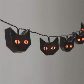 img 4 attached to 🎃 ZHONGXIN Halloween Black Cat String Lights - Battery Operated LED with 15 Orange LEDs and Black Paper Cat Lantern for Holiday Party, Bedroom, Mantle, and Fireplace Decoration