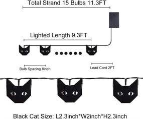 img 3 attached to 🎃 ZHONGXIN Halloween Black Cat String Lights - Battery Operated LED with 15 Orange LEDs and Black Paper Cat Lantern for Holiday Party, Bedroom, Mantle, and Fireplace Decoration