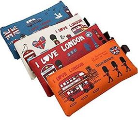 img 1 attached to Stylish Lotusflower Canvas Pencil Case, Set of 4: American Style I LOVE LONDON Collection