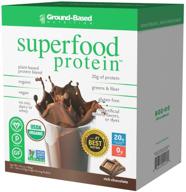 🌱 ground-based nutrition certified organic superfood protein – zero carb plant-based protein powder, all natural formula, rich chocolate flavor, vegan, sugar free, non-gmo – 10 count logo