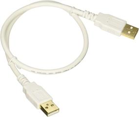 img 2 attached to 🔌 Кабель Monoprice 108609 1,5 фута с покрытием золотом USB 2.0 A Male to A Male - белый для передачи данных в корпусах жестких дисков, принтерах, модемах и камерах.