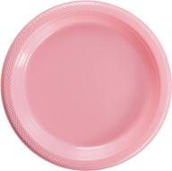 premium quality 9-inch pink plastic plates: durable, solid color disposable plates - pack of 50 logo