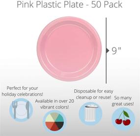 img 3 attached to Premium Quality 9-Inch Pink Plastic Plates: Durable, Solid Color Disposable Plates - Pack of 50