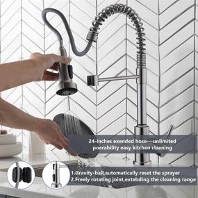 img 1 attached to 🚰 ARRISEA Kitchen Sink Faucet with Pull Down Sprayer – Stainless Steel, Single Handle, Two Setting Pull Out Sprayer, Brushed Nickel Finish, Deck Plate Included