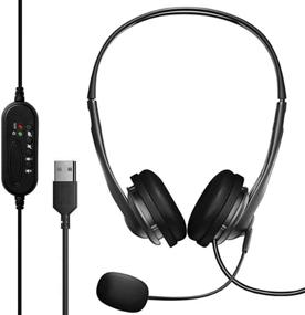 img 4 attached to 🎧 Versatile USB Headset with Microphone for PC Computer, Laptop, Zoom, Skype, Video Conferences, Call Center - Lightweight Headphones with Boom Mic