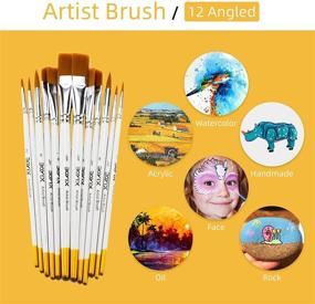 img 2 attached to Professional Paint Brushes Set - 12 Piece Nylon Hair Brushes for Acrylic, Watercolor, and Oil Painting - Ideal for Artists, Adults, and Kids - Complete Painting Supplies Kit