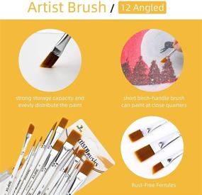 img 3 attached to Professional Paint Brushes Set - 12 Piece Nylon Hair Brushes for Acrylic, Watercolor, and Oil Painting - Ideal for Artists, Adults, and Kids - Complete Painting Supplies Kit