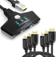 🔌 fosmon 3-port hdmi switch with hdr, hdmi 2.0, hdcp 2.2, 4k@60hz 1080p: wall mountable switcher splitter + 3-pack durable 6ft hdmi cables logo