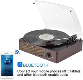 img 2 attached to 🎵 Виниловый проигрыватель с Bluetooth, встроенными 2 динамиками, 3 скоростями и 3 вариантами размеров - винтажный фонограф для развлечения и домашнего украшения.