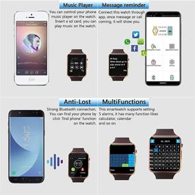 img 1 attached to Последние смарт-часы: разблокированные сенсорные смарт-часы для Android/Bluetooth, звонки, SMS, музыка и синхронизация камеры - золотые