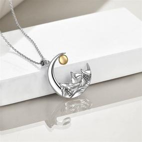 img 2 attached to 🏔️ Sterling Silver Mountain Range Necklace with Moon Pendant - Ideal Gift for Outdoor Enthusiasts, Skiers, Hikers, Campers, and Nature & Ocean Lovers