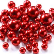 💖 50pcs red floating pearls beads for vases - nonporous highlight pearl bead vase fillers for centerpieces - 30mm, 20mm, and 14mm sizes - diy weddings, birthday party, anniversary, valentine's day centerpieces logo