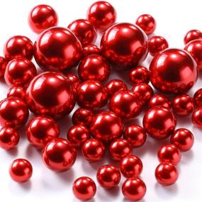 img 4 attached to 💖 50PCS Red Floating Pearls Beads for Vases - Nonporous Highlight Pearl Bead Vase Fillers for Centerpieces - 30mm, 20mm, and 14mm Sizes - DIY Weddings, Birthday Party, Anniversary, Valentine's Day Centerpieces