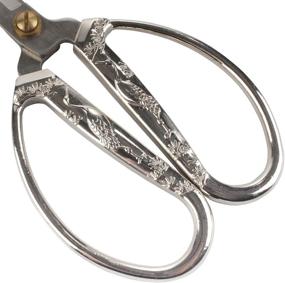 img 2 attached to 🔪 BambooMN 5.25-Inch Heirloom Craft Embroidery Scissors with Decorative Cast Handles, Crane Motif in Brushed Nickel Finish