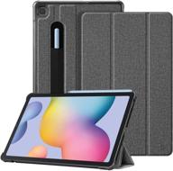 📱 fintie slim case for samsung galaxy tab s6 lite 10.4'' 2020 model sm-p610/sm-p615 - gray trifold stand cover with s pen holder logo