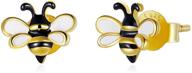 adorable shysnow bee jewelry set: bee earrings, honey necklace - 925 sterling silver & 14k gold plated - perfect for teens & girls! logo