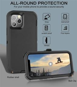 img 2 attached to 📱 iPhone 12 Pro Max Case with Belt-Clip Kickstand Holster, Full Body Rugged Military Grade Protection - Black