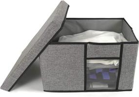 img 3 attached to 📦 Tuokor Fabric Storage Bins with Lid - Organize Your Space with 2 Handles & Clear Window - 3-Pack, Gray