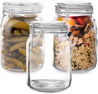 convenient set of 3 airtight glass mason jars (1 liter) for versatile food and snack storage - organize your kitchen with 34 ounce glass canisters логотип