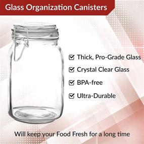 img 2 attached to Convenient Set of 3 Airtight Glass Mason Jars (1 Liter) for Versatile Food and Snack Storage - Organize Your Kitchen with 34 Ounce Glass Canisters