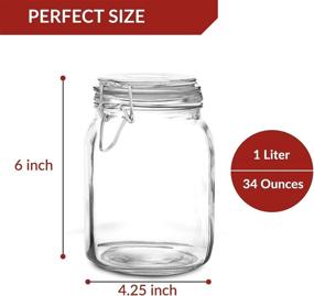 img 3 attached to Convenient Set of 3 Airtight Glass Mason Jars (1 Liter) for Versatile Food and Snack Storage - Organize Your Kitchen with 34 Ounce Glass Canisters