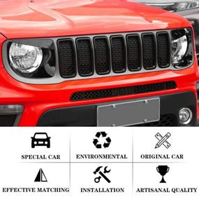 img 1 attached to Oubolun Front Grill Grille Inserts For Jeep Renegade 2019-2021 Car Exterior Accessories ABS Grill Guard Cover Trim - Imitation Carbon Fiber (Pack Of 7)