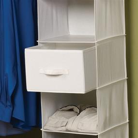 img 1 attached to 🗄️ Hanging Shelf Closet Organizers with Natural Canvas Drawers - Set of 2 Off-White Bins with Handles: Household Essentials 311306